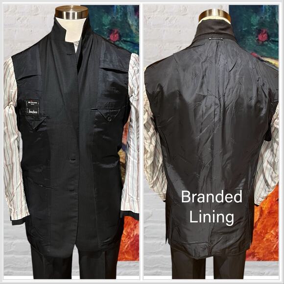 Kiton Napoli 42L 34x30 Black Multi-Stripe Designer Hand Made Luxury Suit - Picture 6 of 16